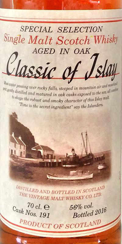 Classic of Islay Vintage 2016 JW Oak Cask #191 56% 700ml