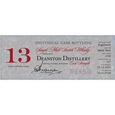 Deanston 1995 DR Individual Cask Bottling Refill Butt 1952 60.8% 700ml