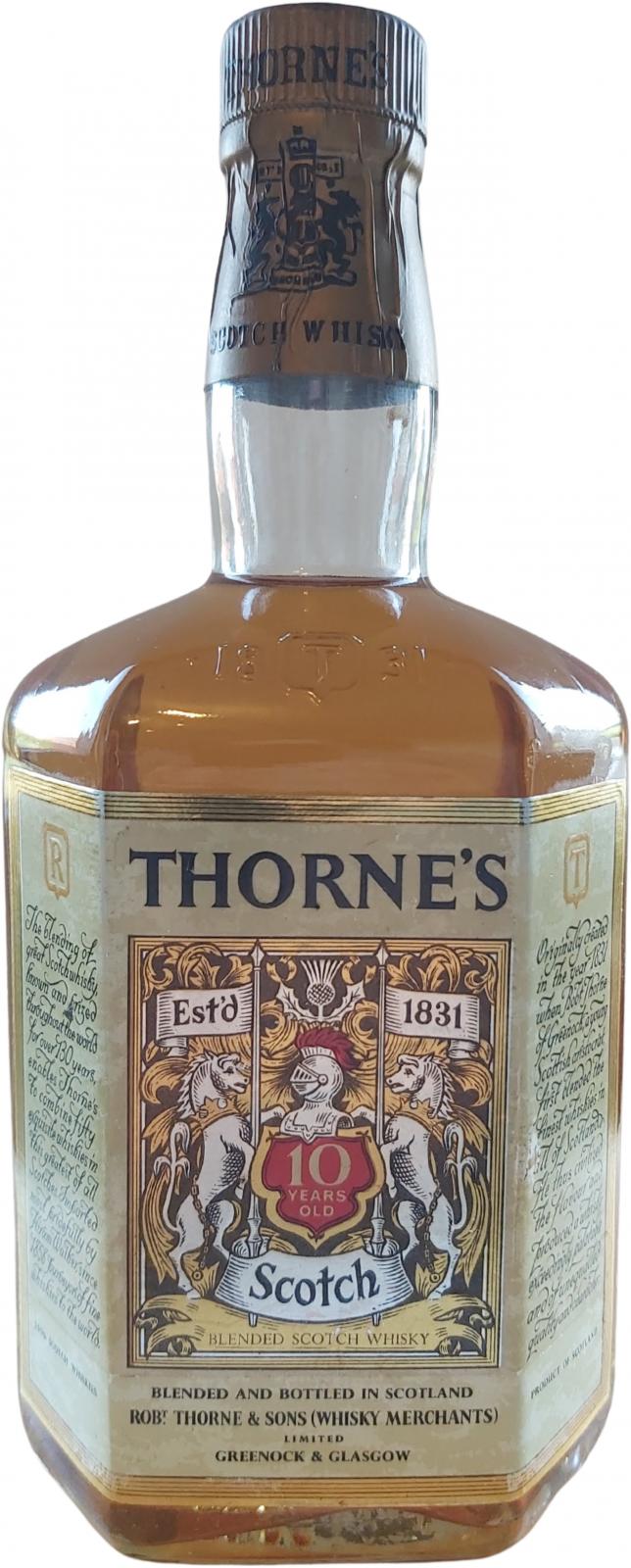 Thorne's 10yo Blended Scotch Whisky Rappresentanze Liquori Esteri Italy 43% 750ml