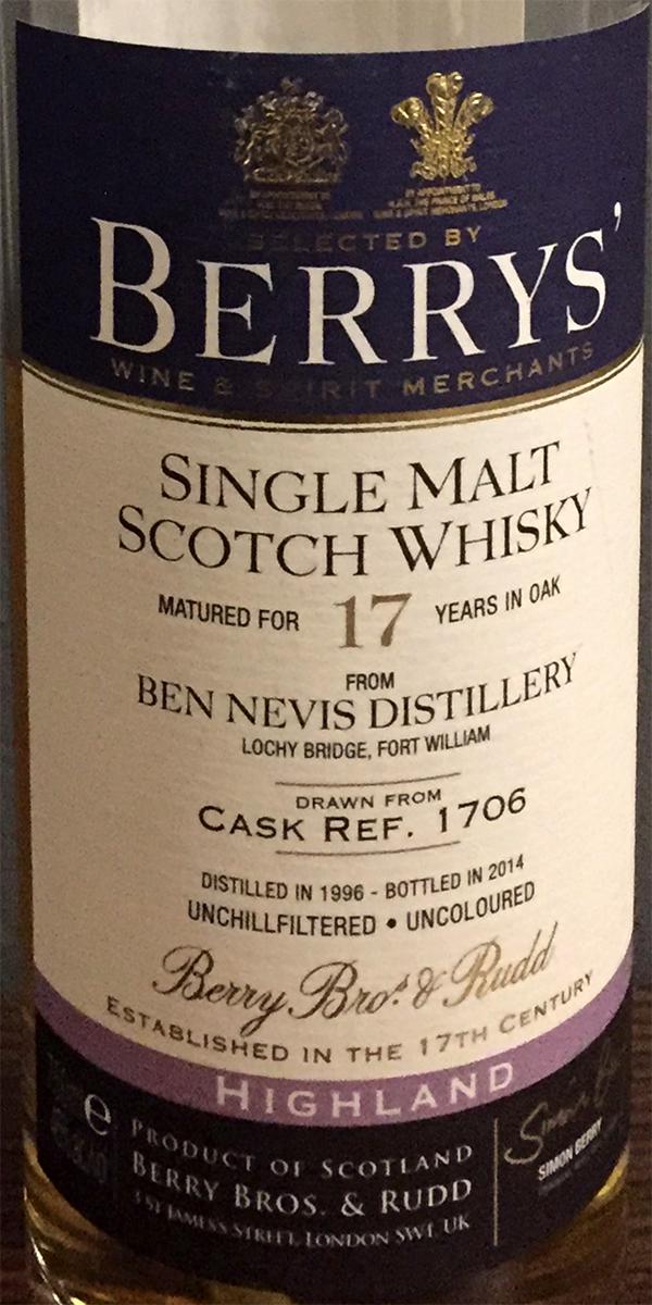 Ben Nevis 1996 BR #1706 Imported by Anchor Distilling Company 46% 750ml