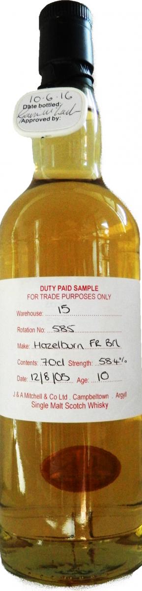Hazelburn 2005 Duty Paid Sample For Trade Purposes Only Fresh Rum Barrel Rotation 585 58.4% 700ml