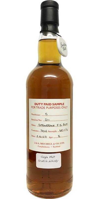 Springbank 2007 Duty Paid Sample For Trade Purposes Only Fresh Sherry Butt Rotation 211 60.1% 700ml