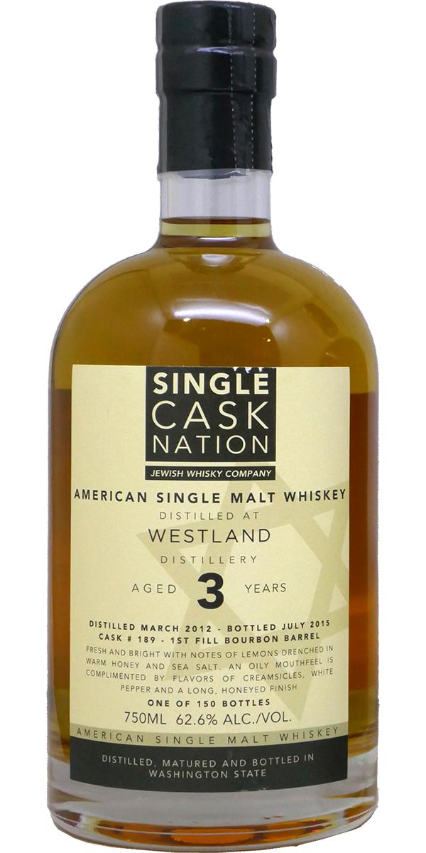 Westland 2012 JWC Single Cask Nation #189 62.6% 750ml