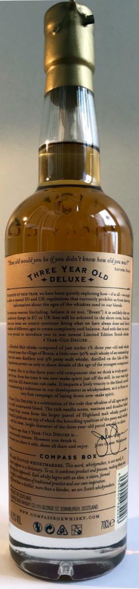 Three Year Old Deluxe Blended Malt Scotch Whisky CB