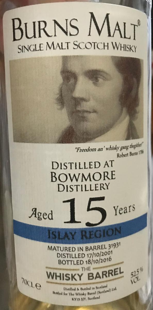 Bowmore 2001 TWB Bourbon Barrel #31931 52.5% 700ml