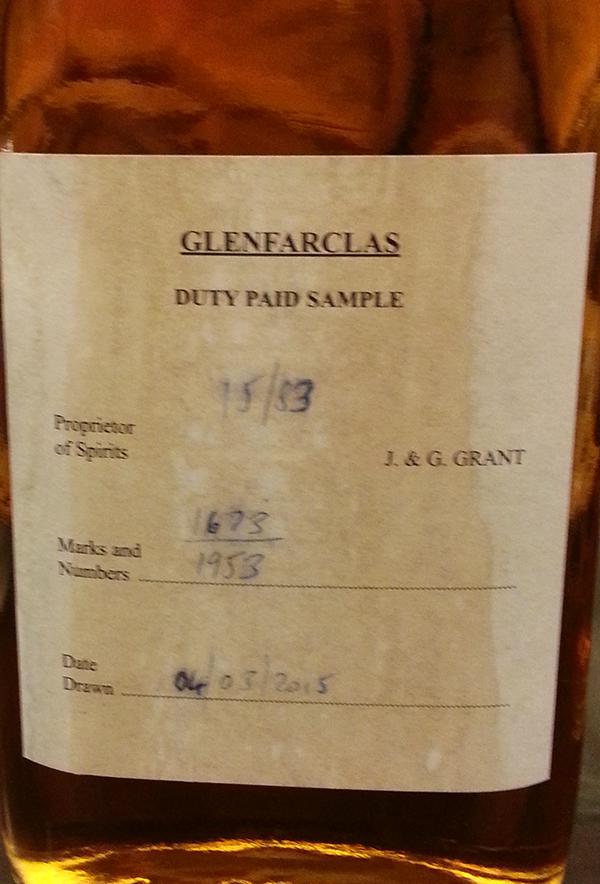Glenfarclas 1953 Duty Paid Sample 1st Fill Sherry Butt 1673 44.1% 500ml