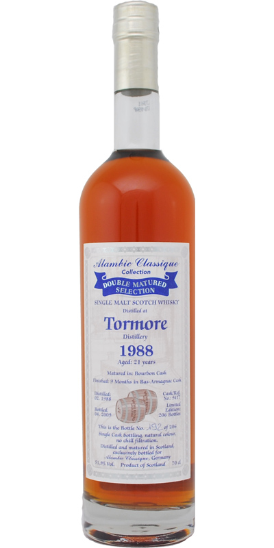 Tormore 1988 AC Double Matured Selection Bas-Armagnac Cask Finish #9417 51.9% 700ml