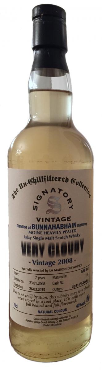 Bunnahabhain 2008 SV Moine The Un-Chillfiltered Collection Very Cloudy Refill Butt #116 LMDW 40% 700ml