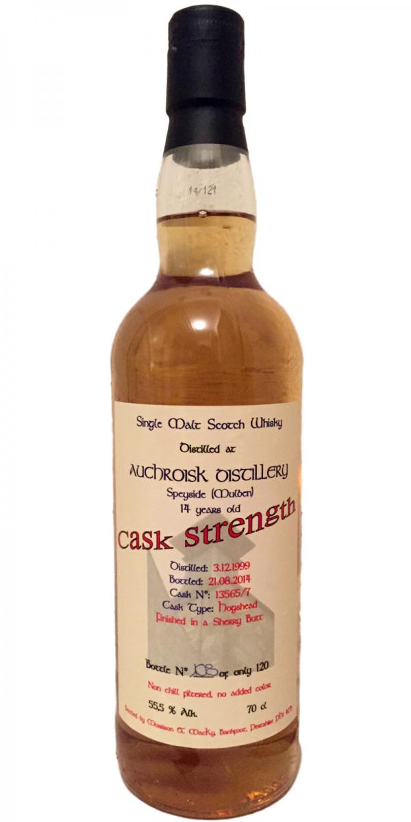 Auchroisk 1999 MMcK Cask Strength Hogshead + Sherry Butt Finish 13565 7 55.5% 700ml