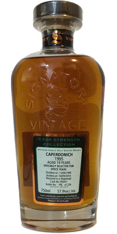Caperdonich 1995 SV Cask Strength Collection #95047 Specs Texas 57.9% 750ml