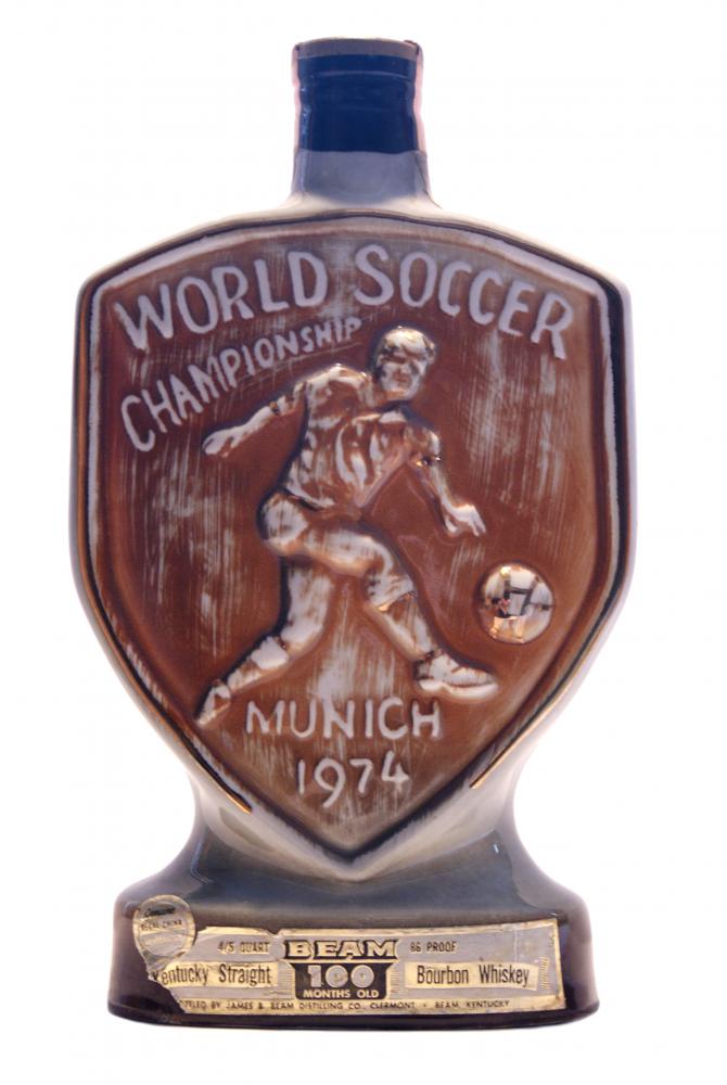 Vintage Jim Beam Decanter World Soccer Championship Munich 1974