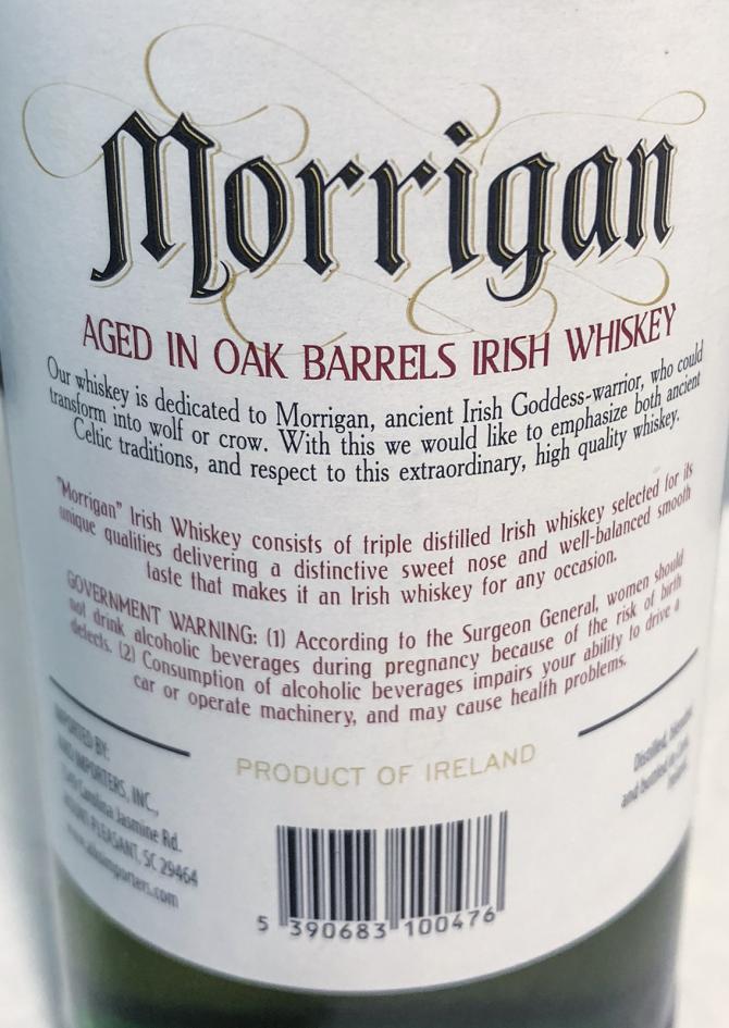 Morrigan Triple Distilled Irish Whisky 40% 700ml