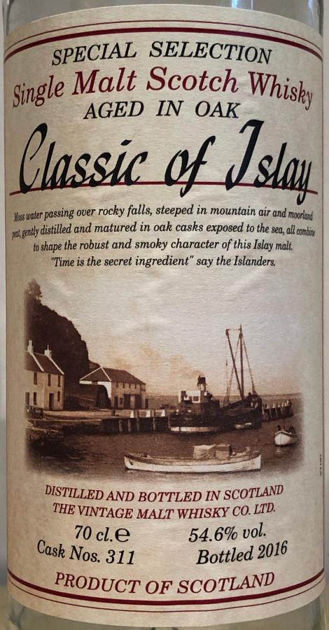 Classic of Islay Vintage 2016 JW Oak Cask #311 54.6% 700ml