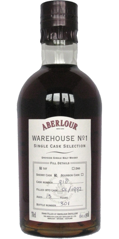Aberlour 1992 Warehouse #1 Single Cask Selection First Fill Sherry #918 60.4% 700ml