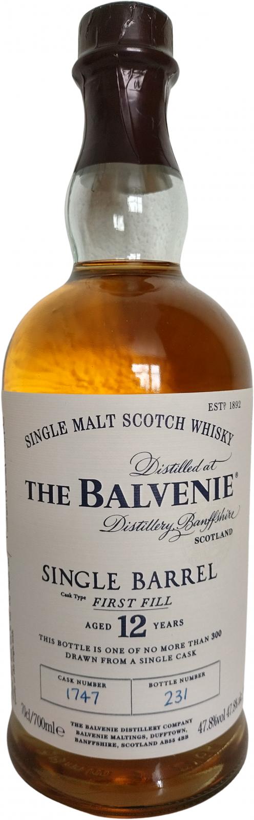 Balvenie 12yo Single Barrel #1747 47.8% 700ml