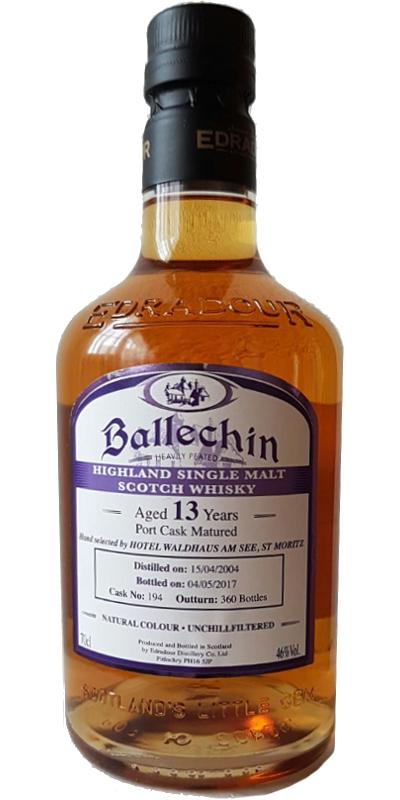 Ballechin 2004 Port Cask Matured #194 Waldhaus am See St. Moritz 46% 700ml