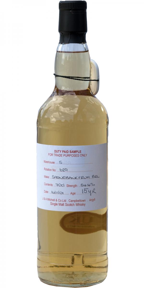 Springbank 2001 Duty Paid Sample For Trade Purposes Only Fresh Rum Barrel Rotation 629 54.4% 700ml