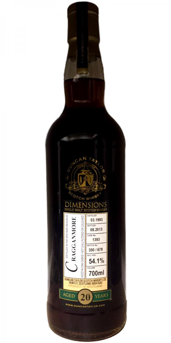 Cragganmore 1993 DT Dimensions Sherry Cask #1393 54.1% 700ml