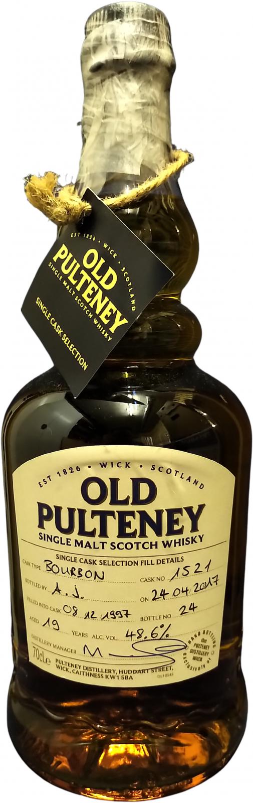 Old Pulteney 1997 Hand Bottled at the Distillery Bourbon Cask #1521 48.6% 700ml
