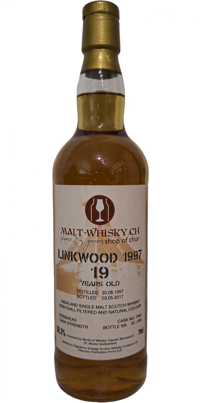 Linkwood 1997 SV #7544 Malt-Whisky.ch 56.3% 700ml