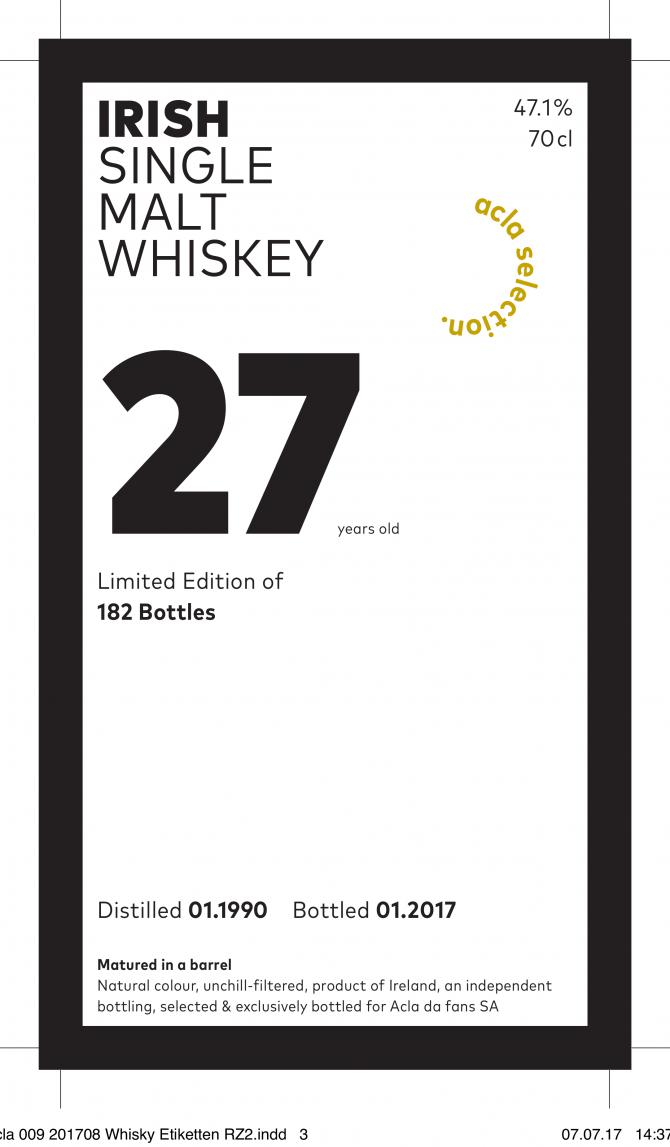 Irish Single Malt Whiskey 1990 AdF