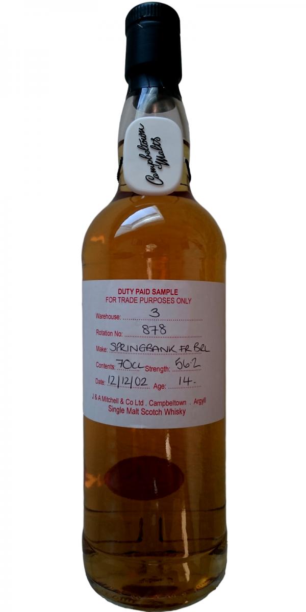 Springbank 2002 Duty Paid Sample For Trade Purposes Only Fresh Rum Barrel Rotation 878 56.2% 700ml